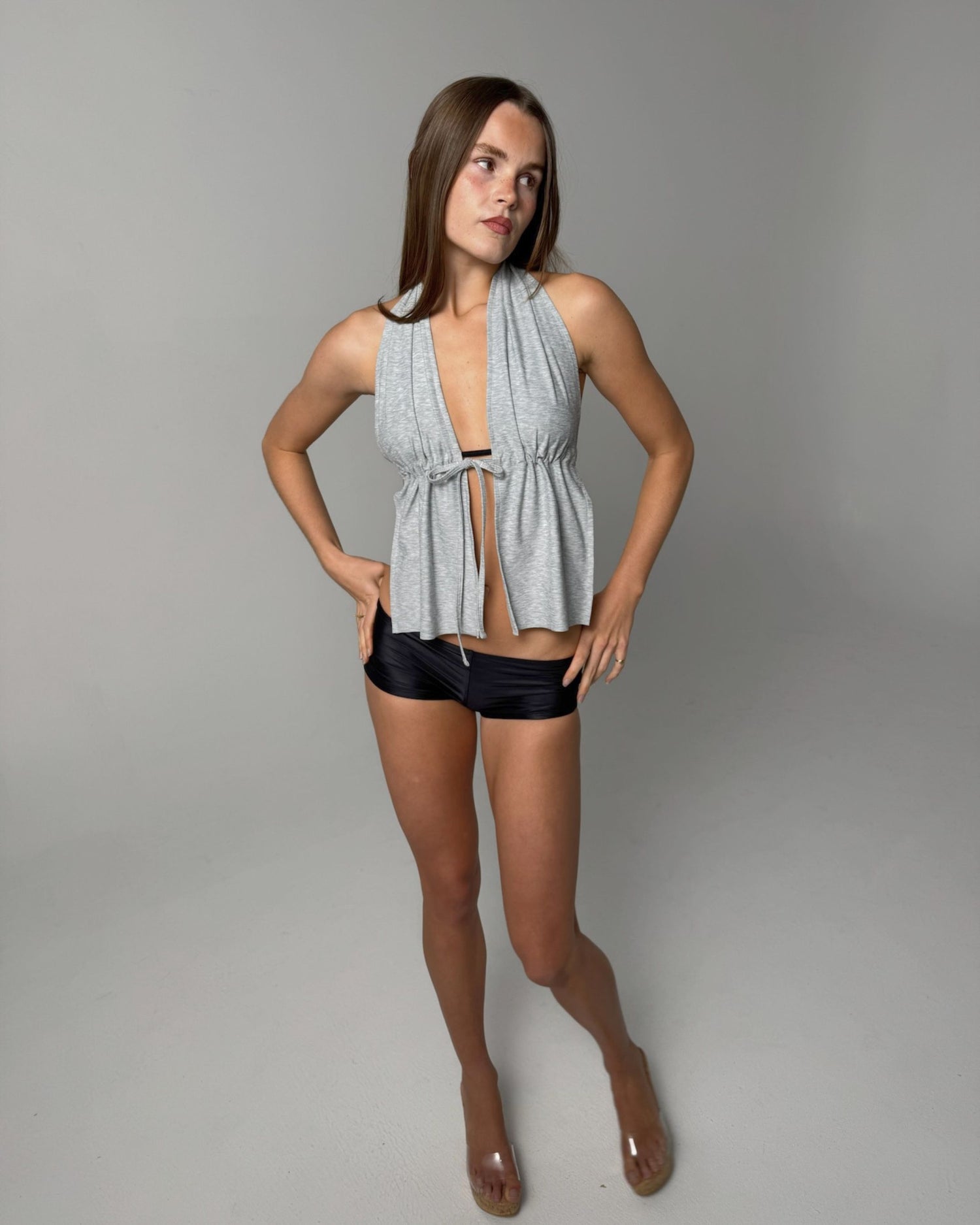 Halter Tank Top - Grey Marle