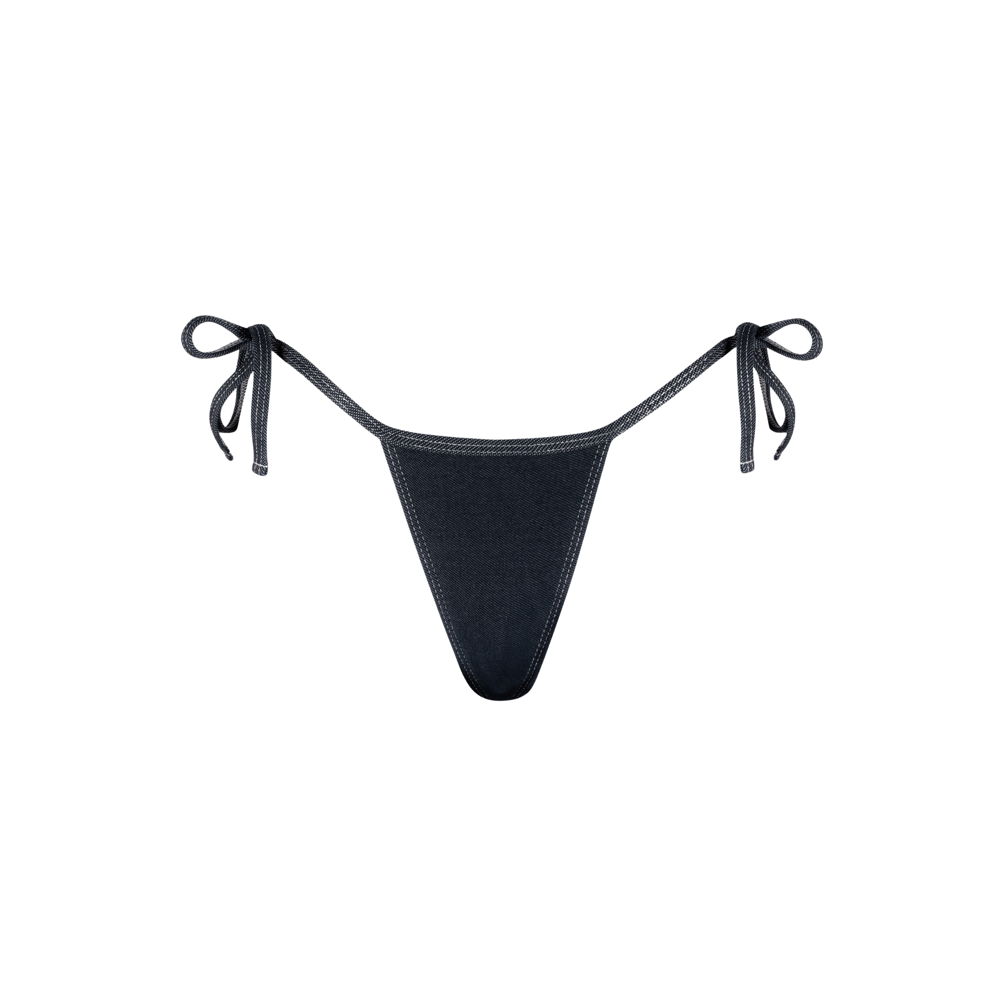 Thong Bottom — Black Denim