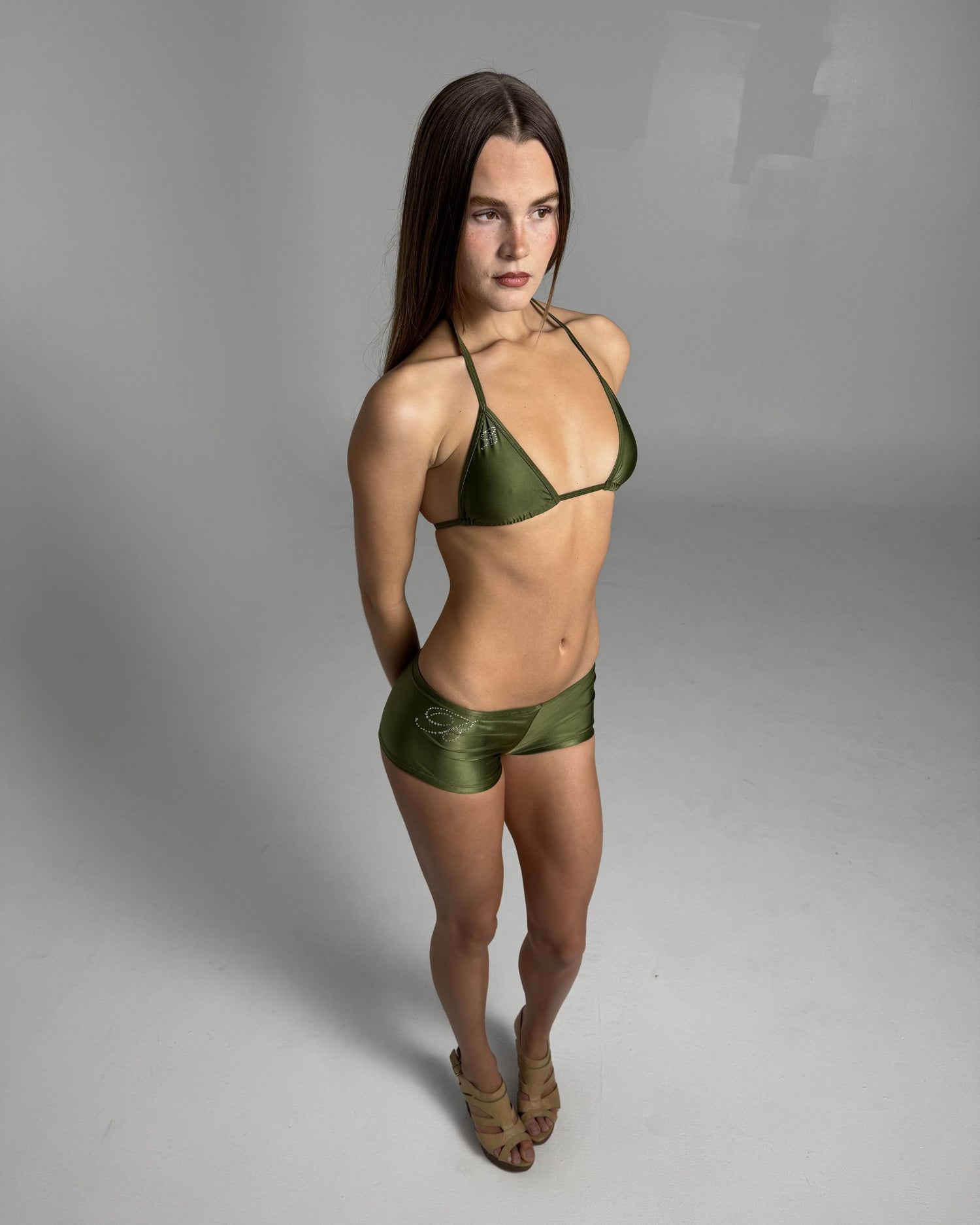 Triangle Top - Diamanté Olive Green