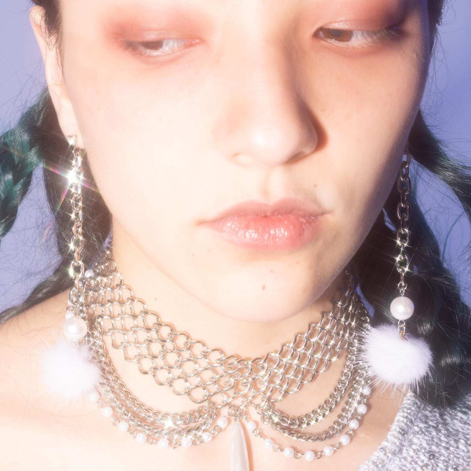 Pearl Pom Pom Earrings — Silver